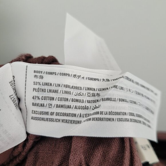 Abercrombie & Fitch Size S Short Linen Blend Ultra Wide Leg Pant Pull On Brown - Picture 12 of 14